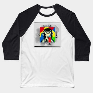 Smoking monkey - Gray rectangle Baseball T-Shirt